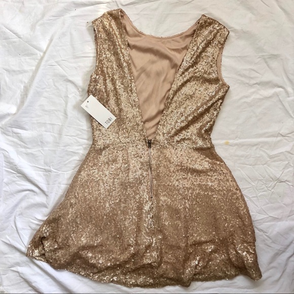NWT Sequin dress in champagne gold fit and flare - Picture 6 of 8